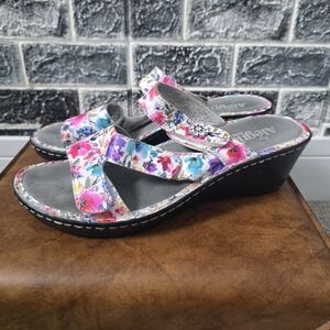 Alegria Women's Colorful Floral Wedge Sandals Size 11.5